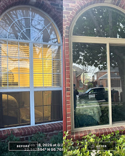 Arched window before and after replacement