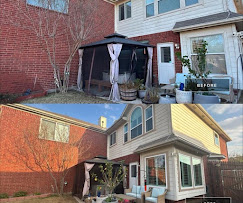 Backyard transformation with new windows and covered patio