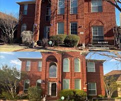 Red brick two-story window replacement before and after