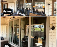 Large picture windows before and after replacement