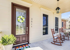 Custom front door replacement with decorative glass